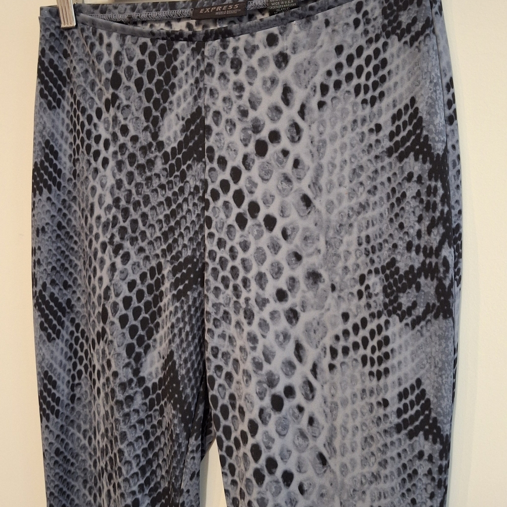 Vintage Y2K Express Gray and Black Snake-Print Pants Flare Size Small Sheerish